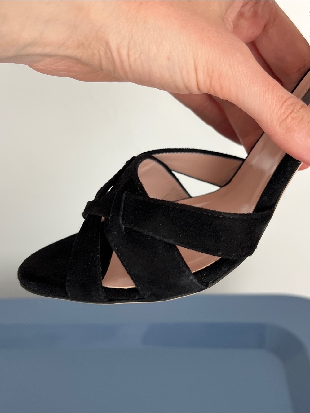 SJP sarah jessica parker cameron black suede open toe criss cross sandals heels - Picture 13 of 13